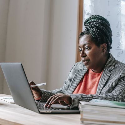 teacher planning at computer