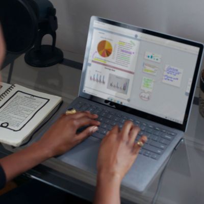 Woman working on a computer