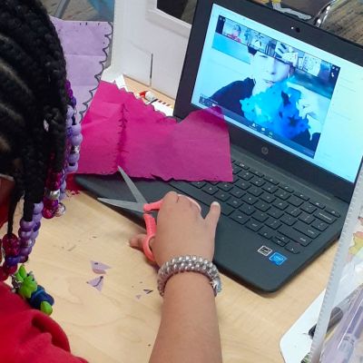 young student learning on a computer conference