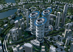 rendering of a smart grid city