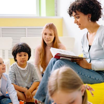 teacher reading to students