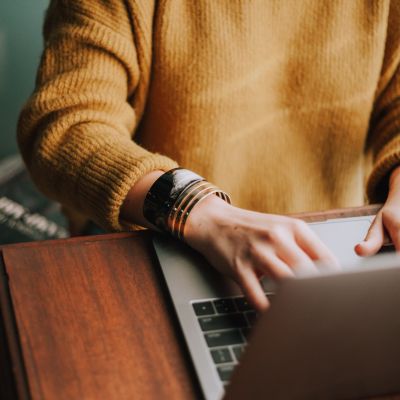 Woman working at a laptop