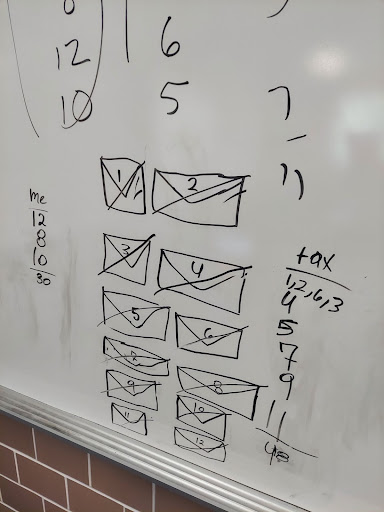 Tax Collector math task - work math promblem work on a whiteboard