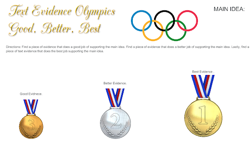 Text Evidence Olympics example