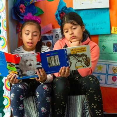 two students reading