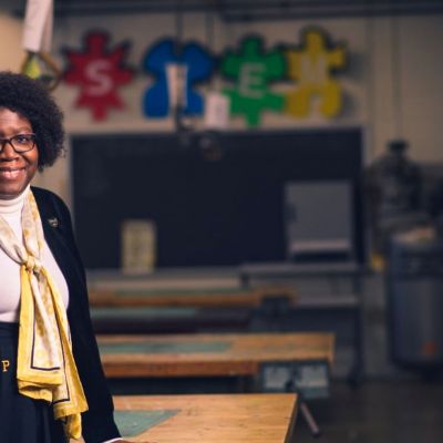 Sharita in a classroom