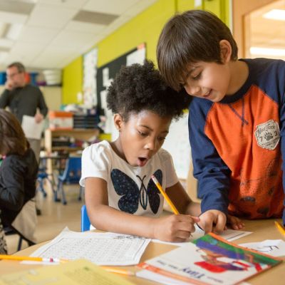 two students working on a math problem