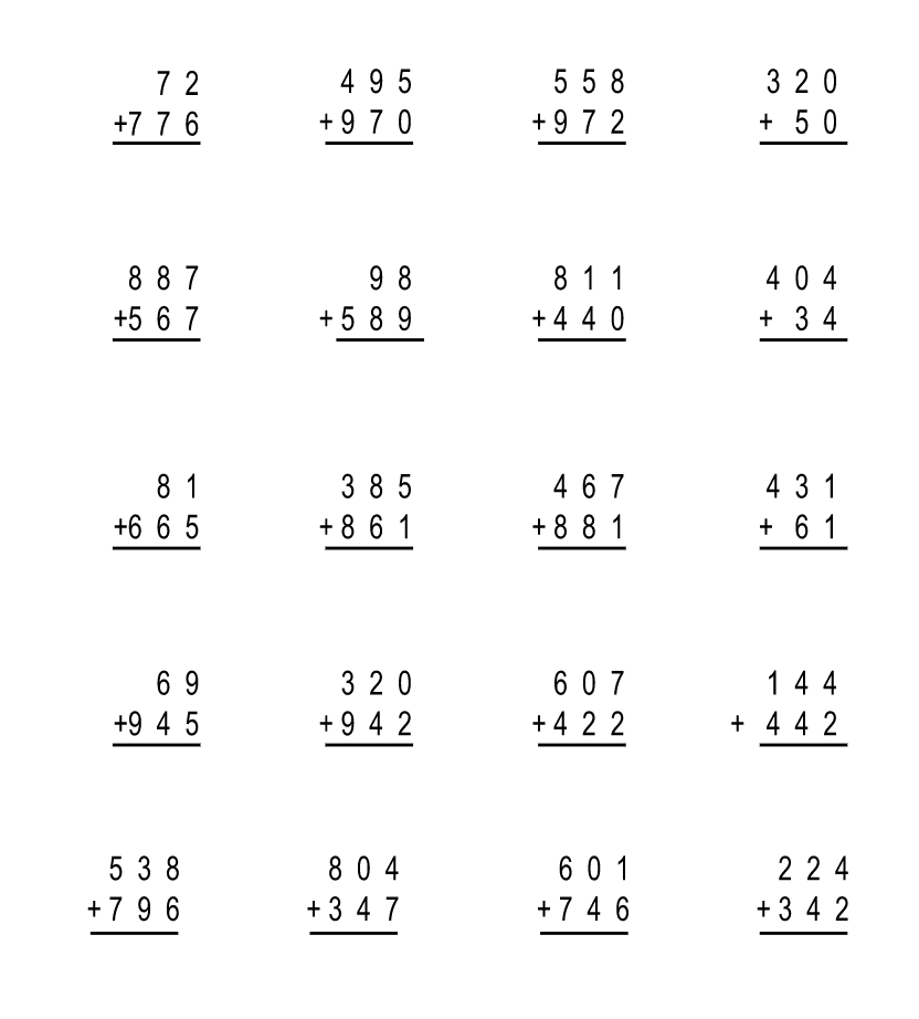 KInL - Math Worksheets Blank set of math problems