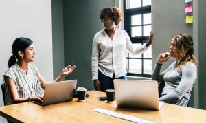 Conversation at a job with professional women.