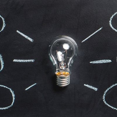 Light bulb and empty spaces for ideas!