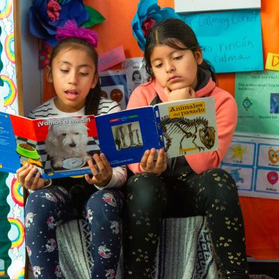 Two students reading.