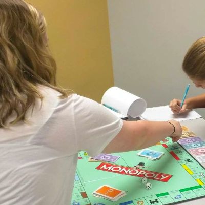 Playing Monopoly.