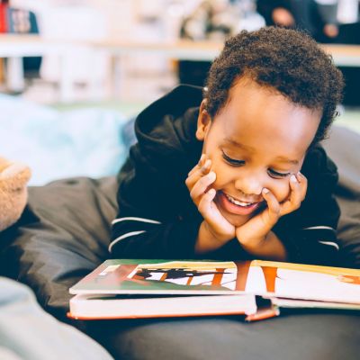 Student reading a book.