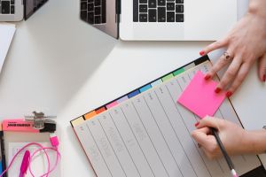 Someone planning on a planner.