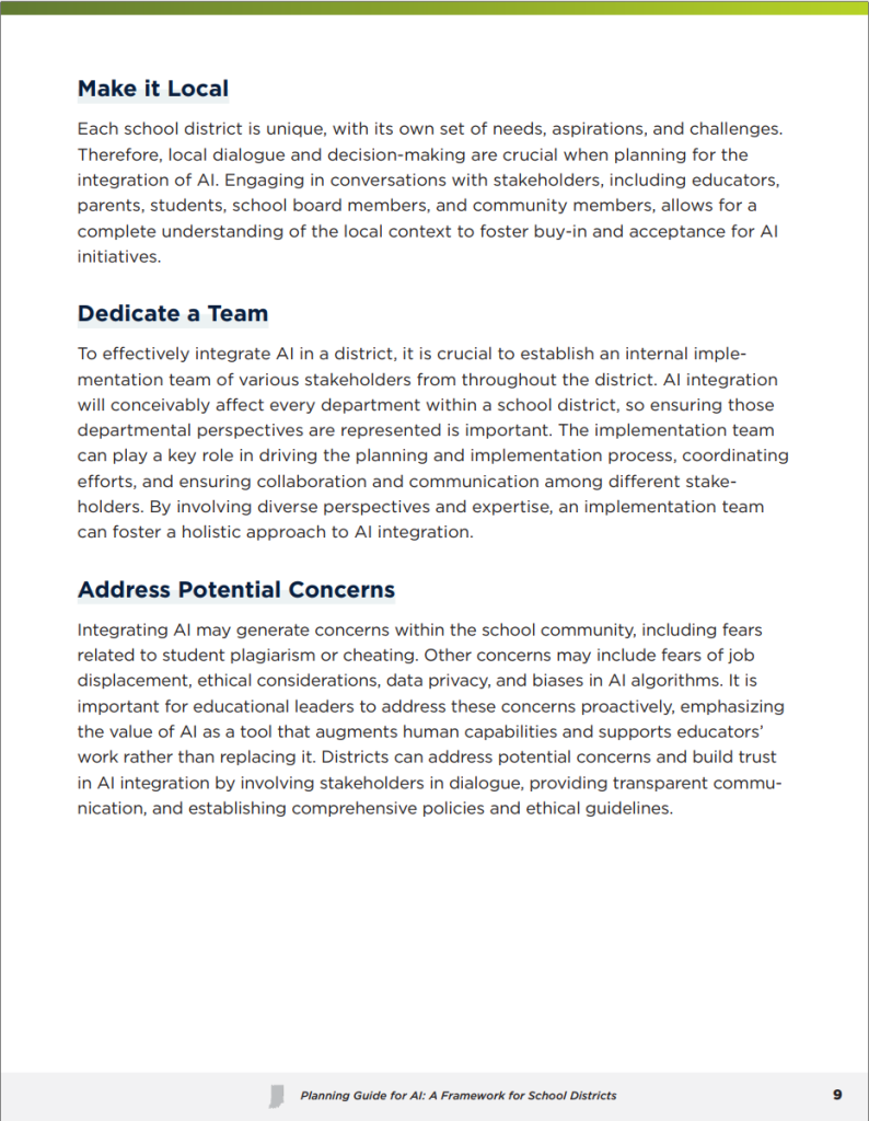 Planning Guide for AI: A Framework for School Districts
