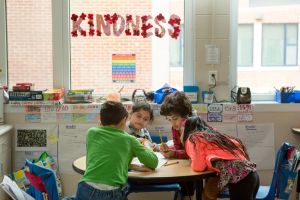 Group of four elementary students