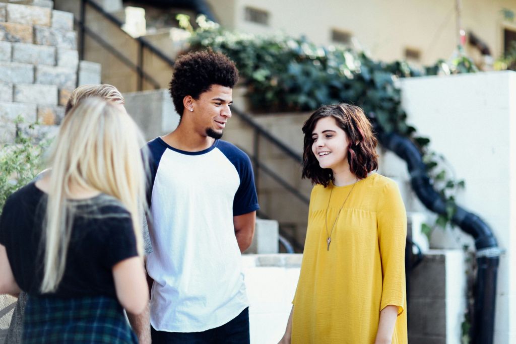 People talking in a group.