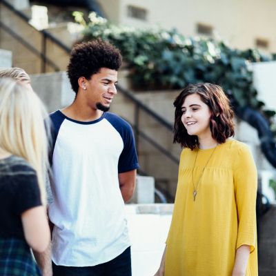 People talking in a group.