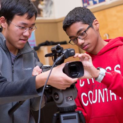 Students in a film making class.