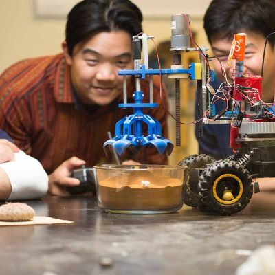 Students working on a STEM project.