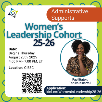graphic stating title of the workshop: Women's Leadership Cohort 25-26