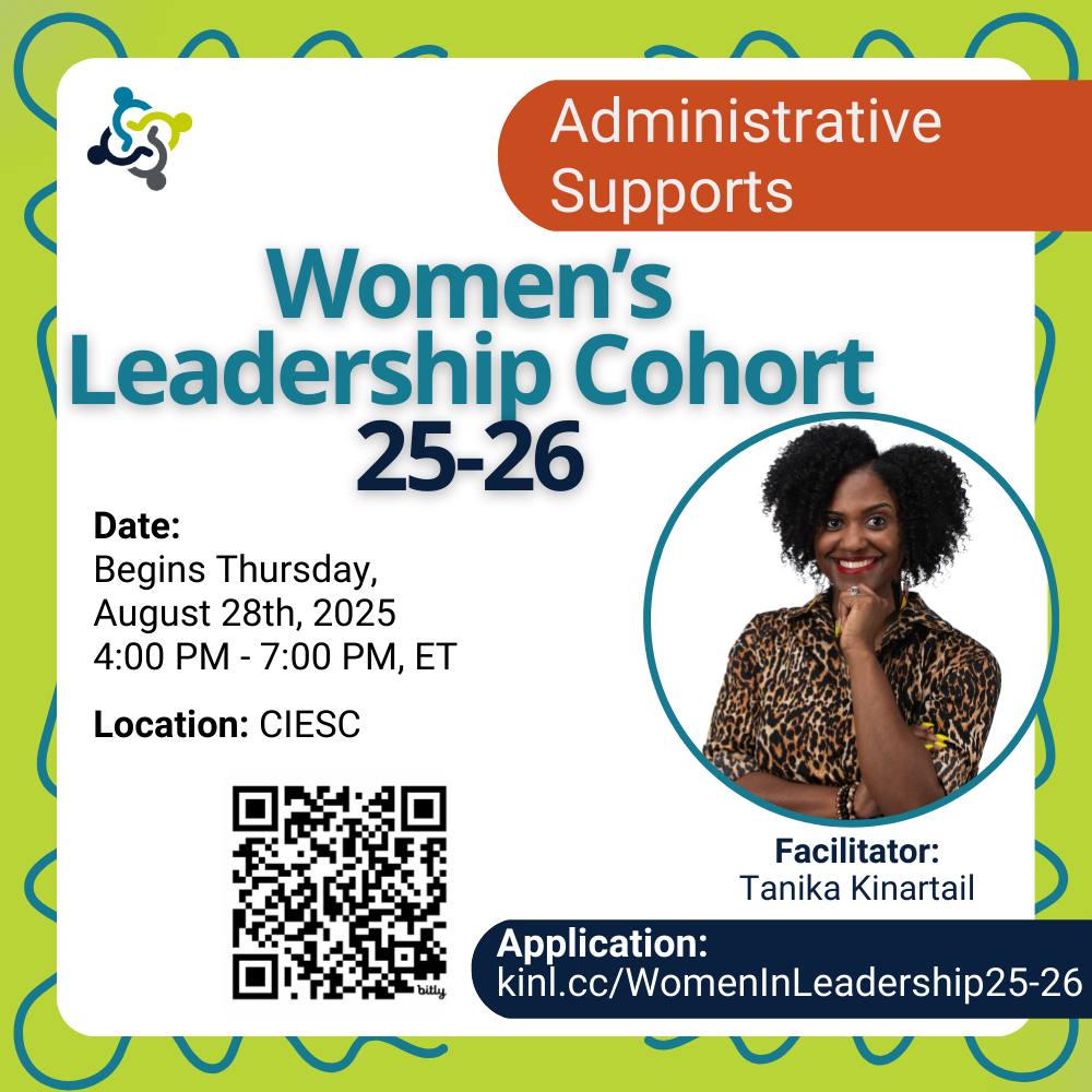 graphic stating title of the workshop: Women's Leadership Cohort 25-26